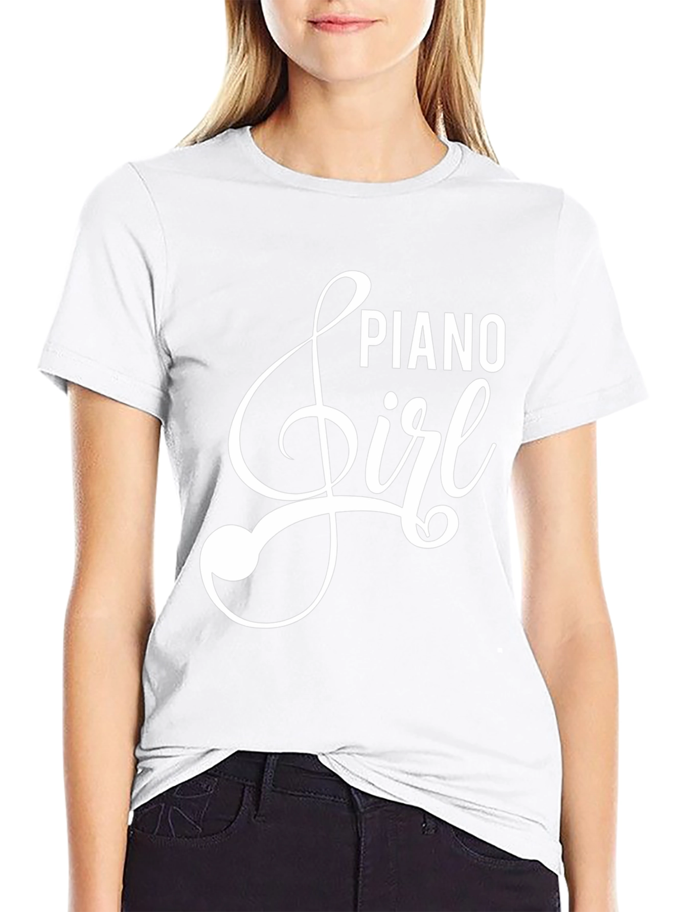Piano Girl Black Graphic Tee