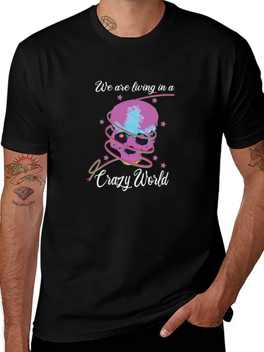 Crazy World Skull Graphic Tee
