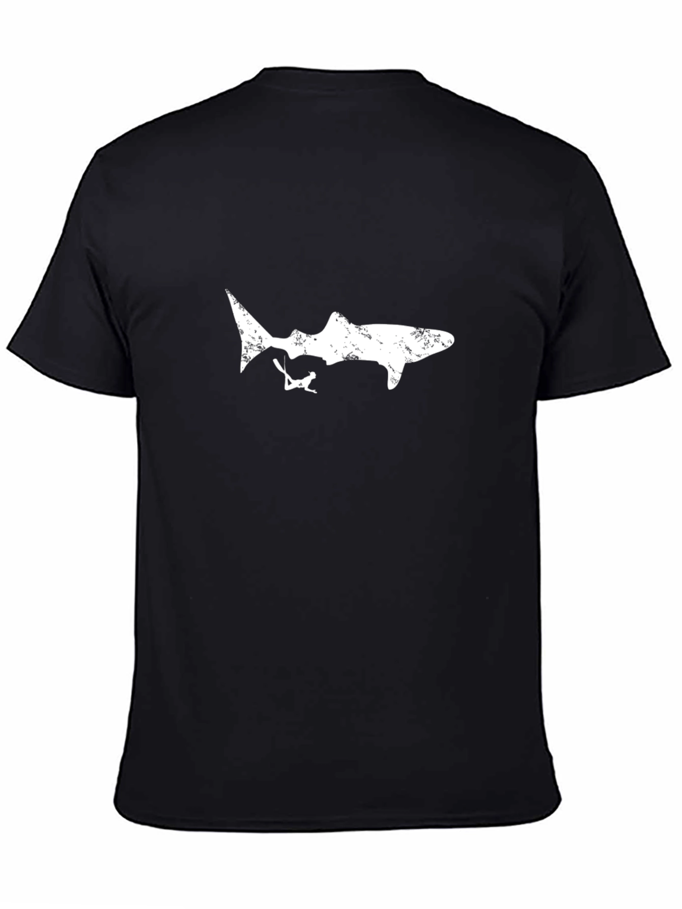 Shark Diver Graphic Tee - Black Cotton Casual