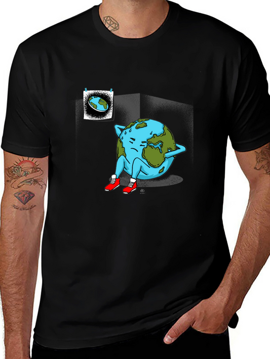 Earth Day Tee - Sad Earth Graphic Novelty T-Shirt