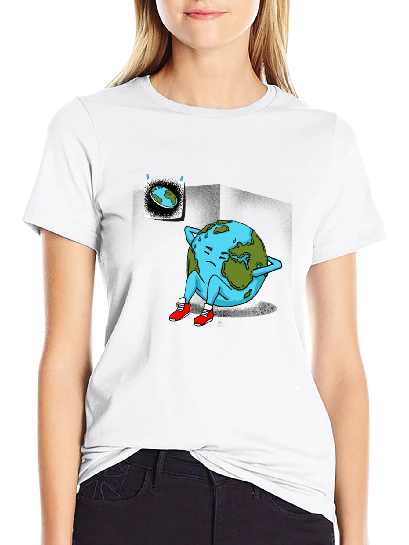 Earth Day Tee - Sad Earth Graphic Novelty T-Shirt