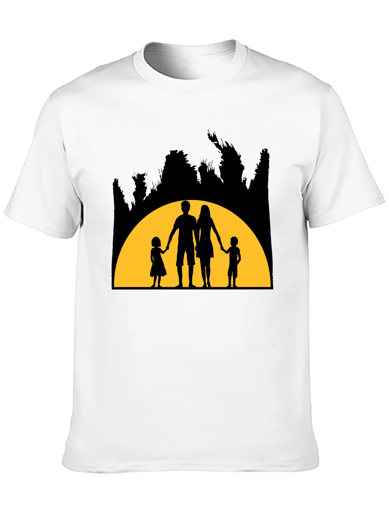 Family Silhouette Graphic T-Shirt - Black