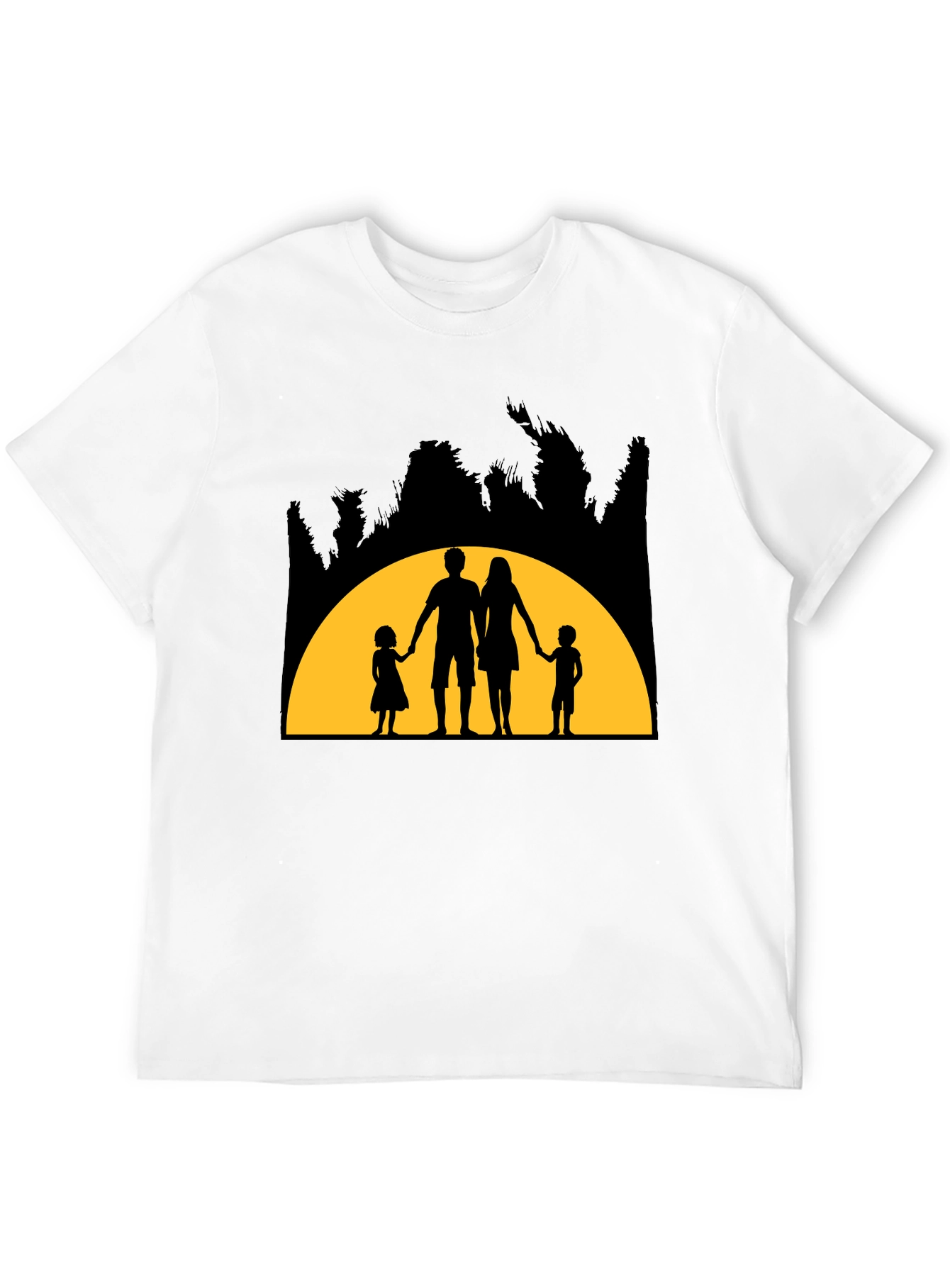 Family Silhouette Graphic T-Shirt - Black