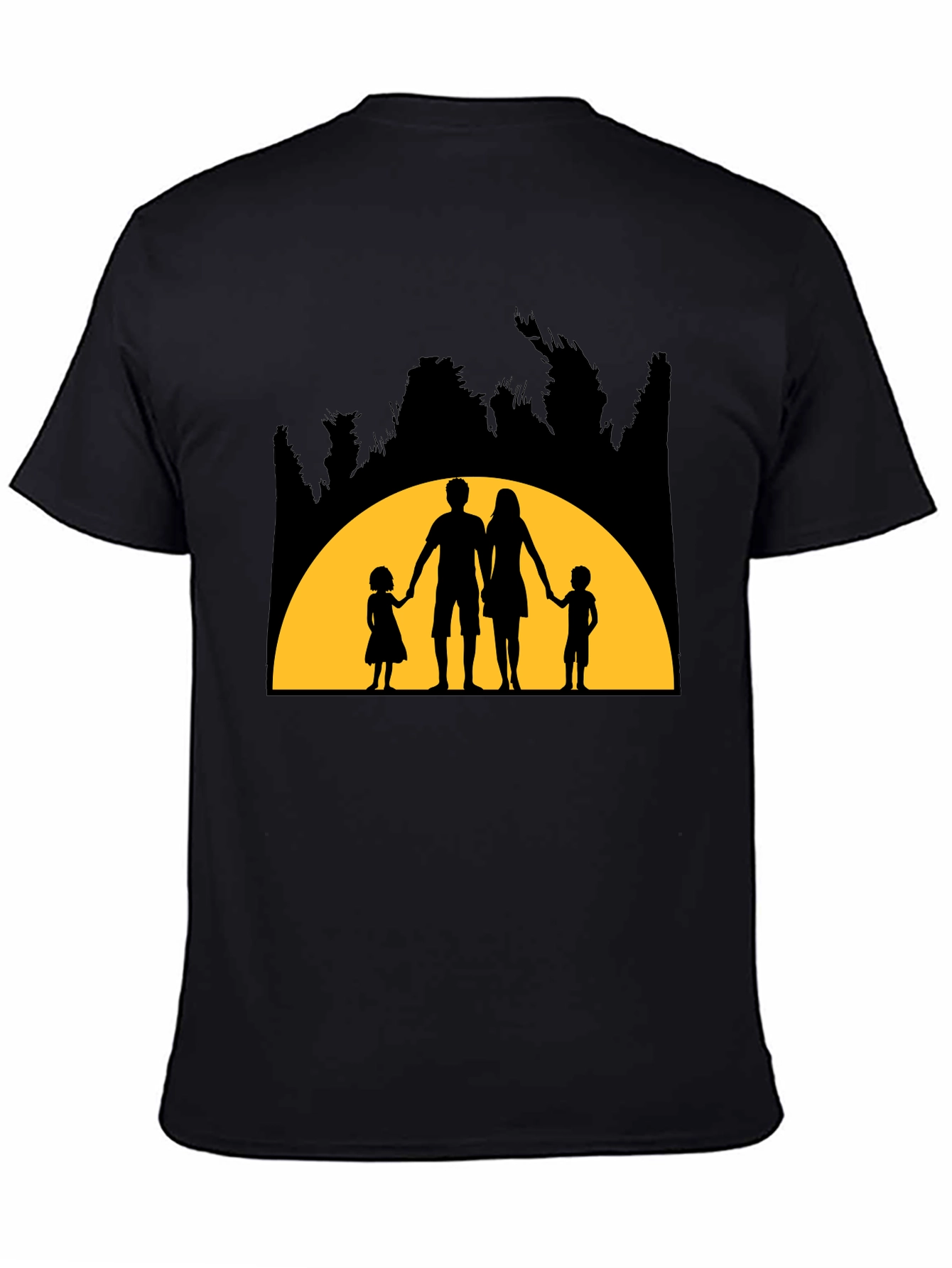 Family Silhouette Graphic T-Shirt - Black