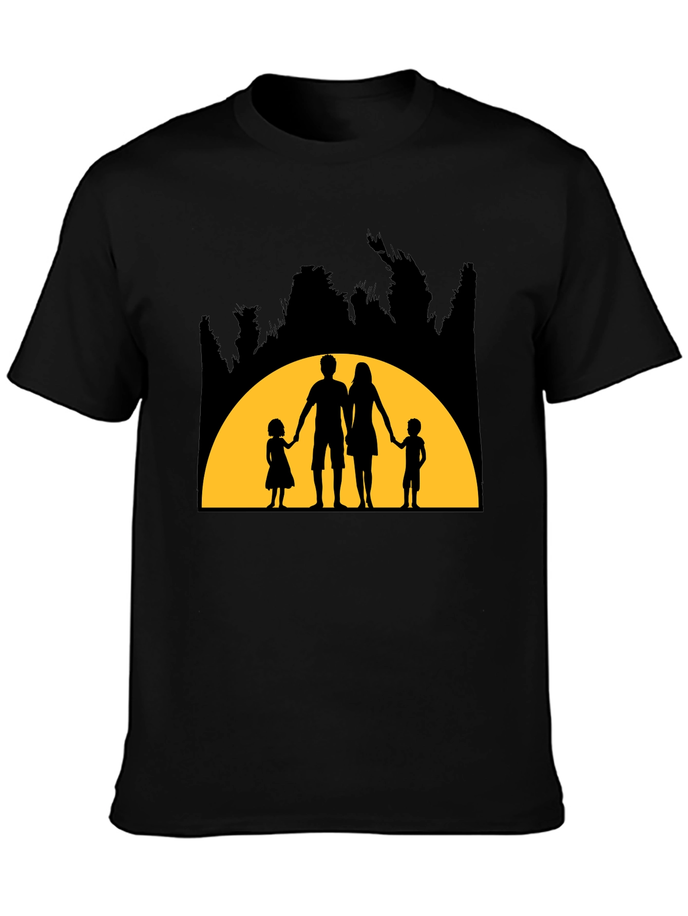 Family Silhouette Graphic T-Shirt - Black