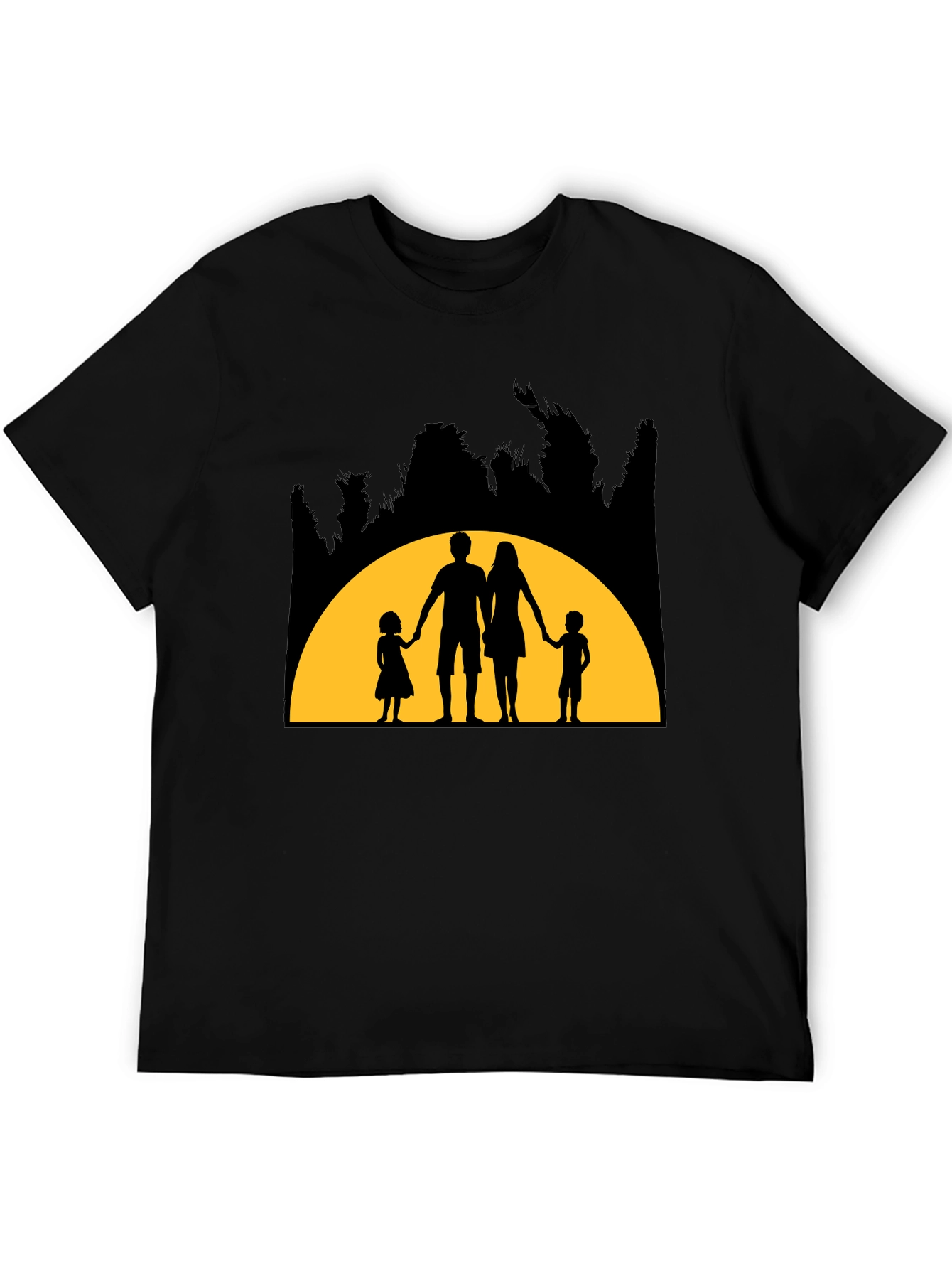 Family Silhouette Graphic T-Shirt - Black