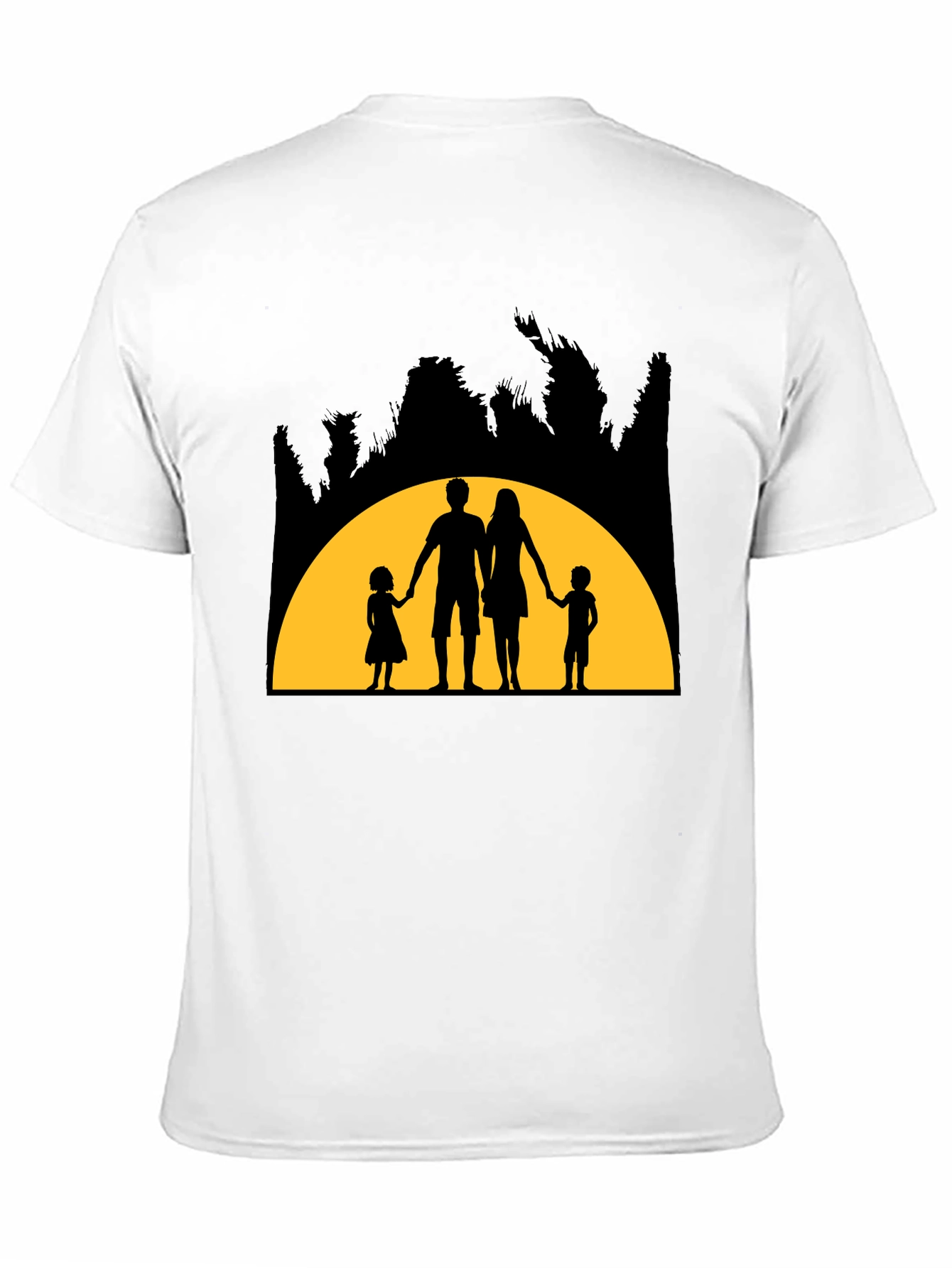 Family Silhouette Graphic T-Shirt - Black