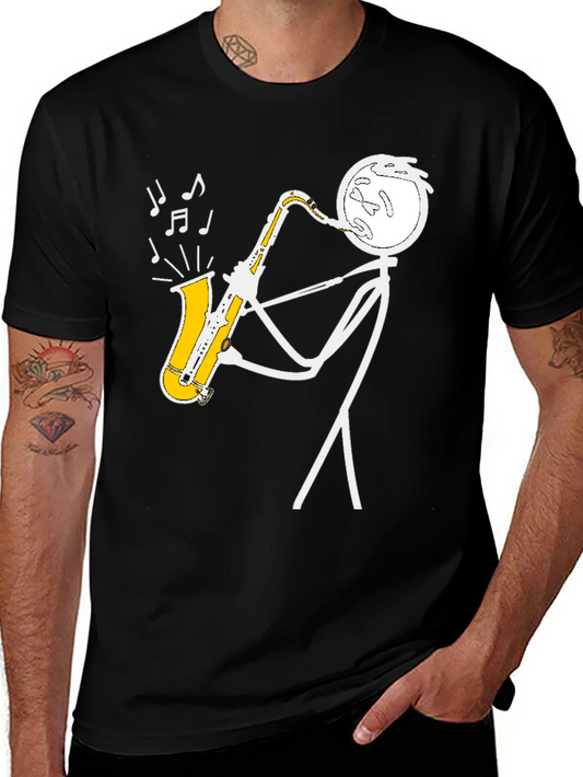 Saxophone Stick Figure Musician T-Shirt