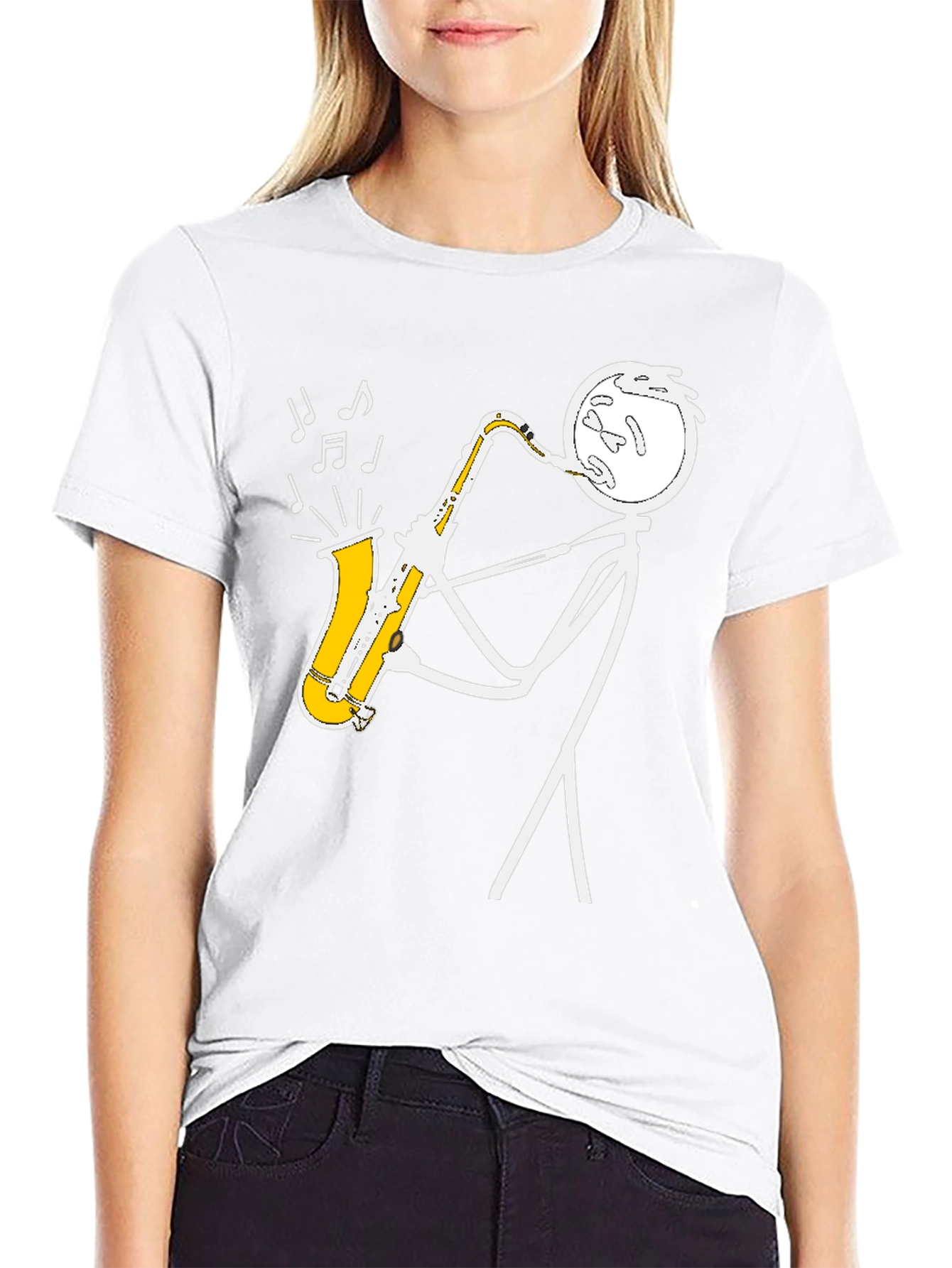 Saxophone Stick Figure Musician T-Shirt