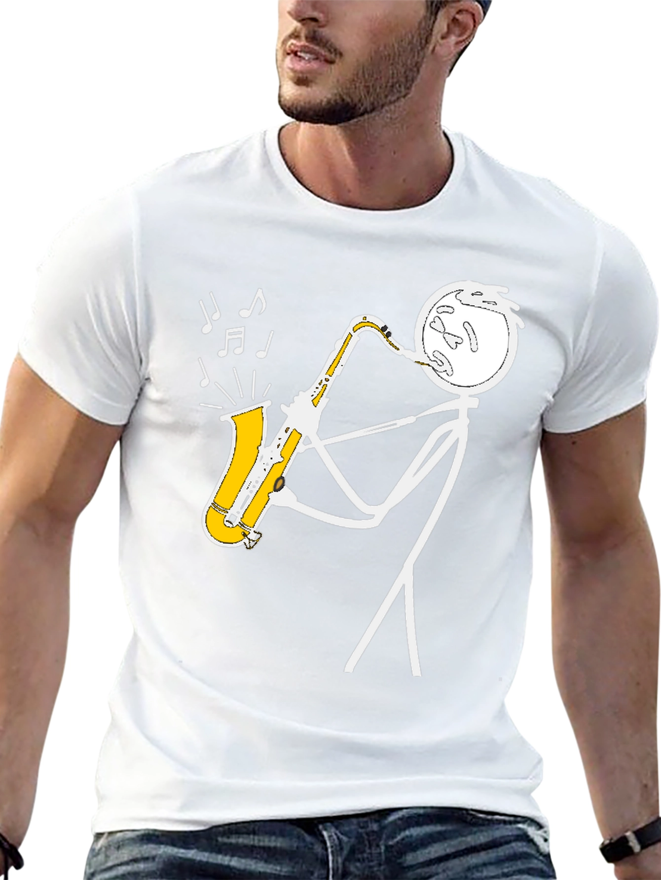 Saxophone Stick Figure Musician T-Shirt