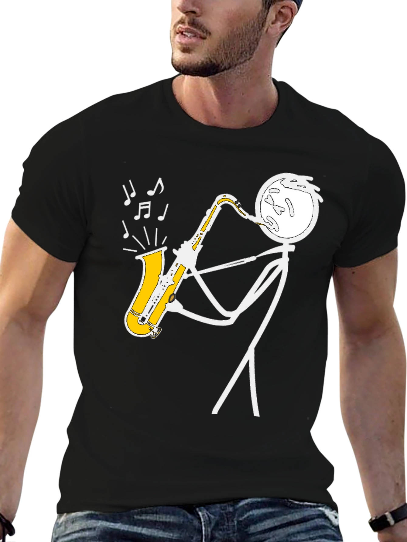 Saxophone Stick Figure Musician T-Shirt