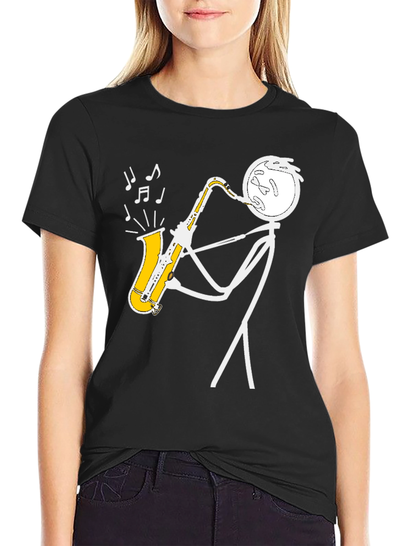 Saxophone Stick Figure Musician T-Shirt