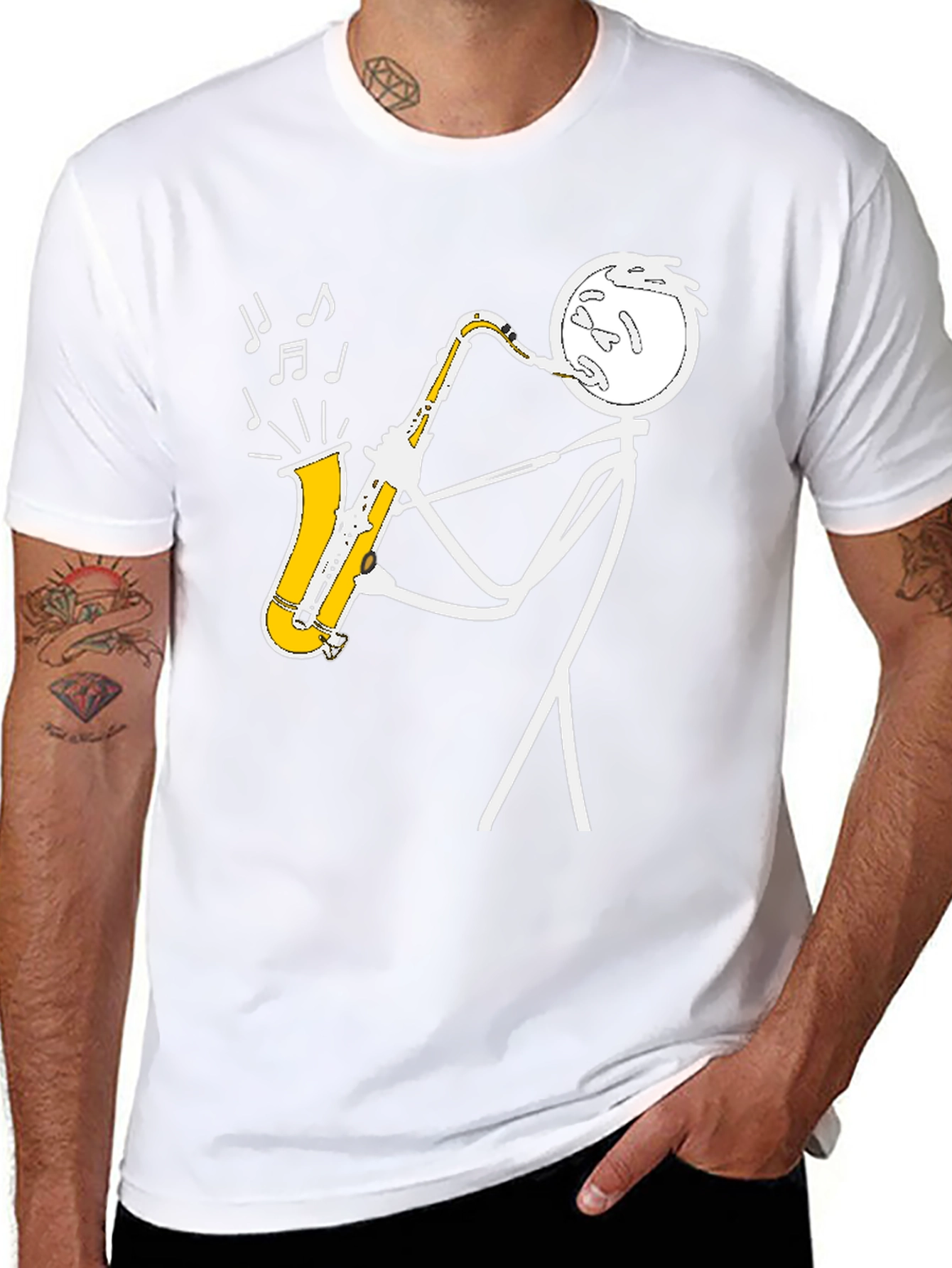 Saxophone Stick Figure Musician T-Shirt