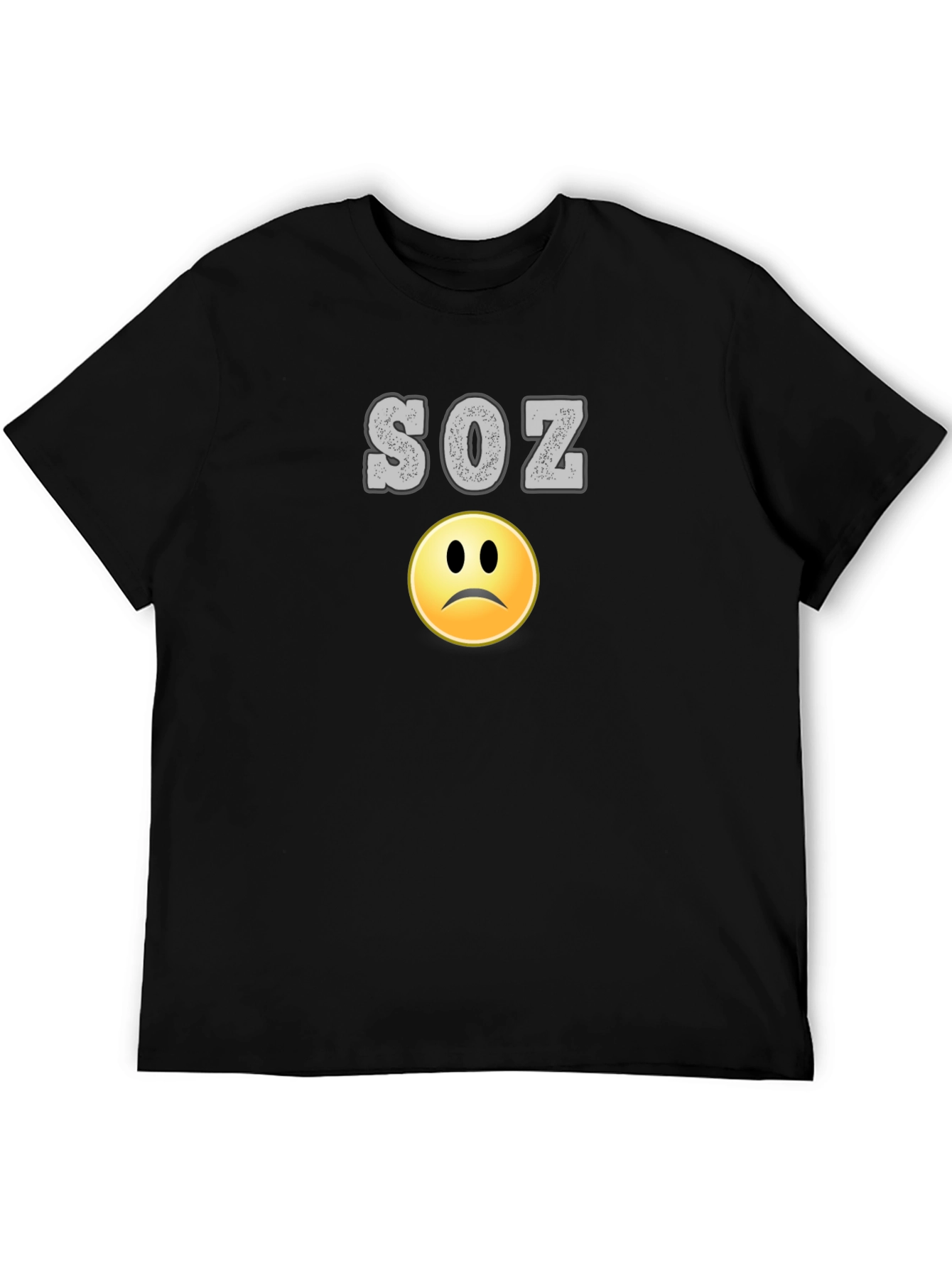 SOZ Sad Face Emoji Graphic Black T-Shirt