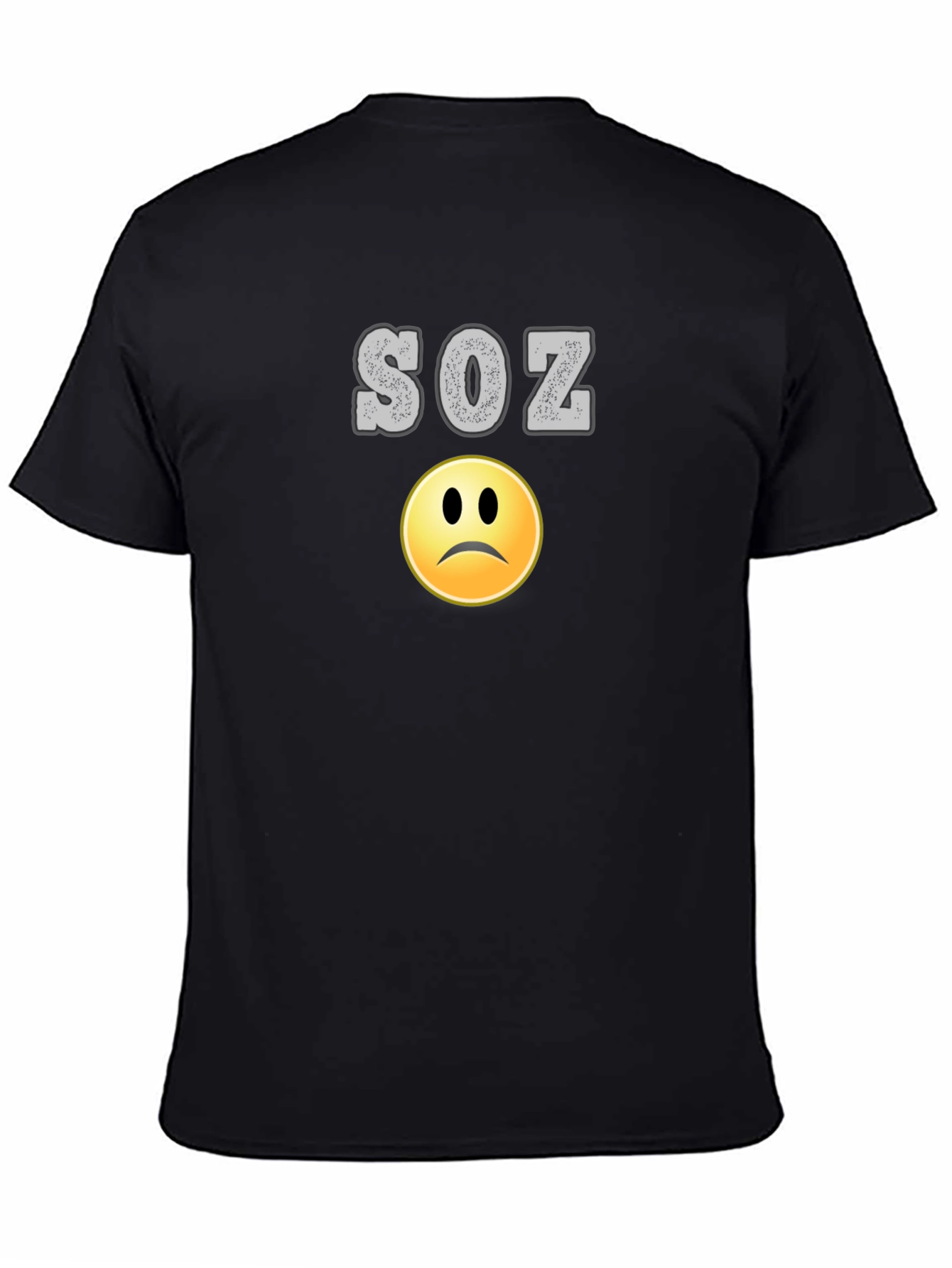 SOZ Sad Face Emoji Graphic Black T-Shirt