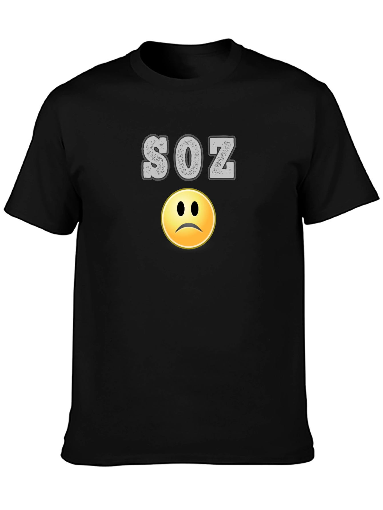 SOZ Sad Face Emoji Graphic Black T-Shirt