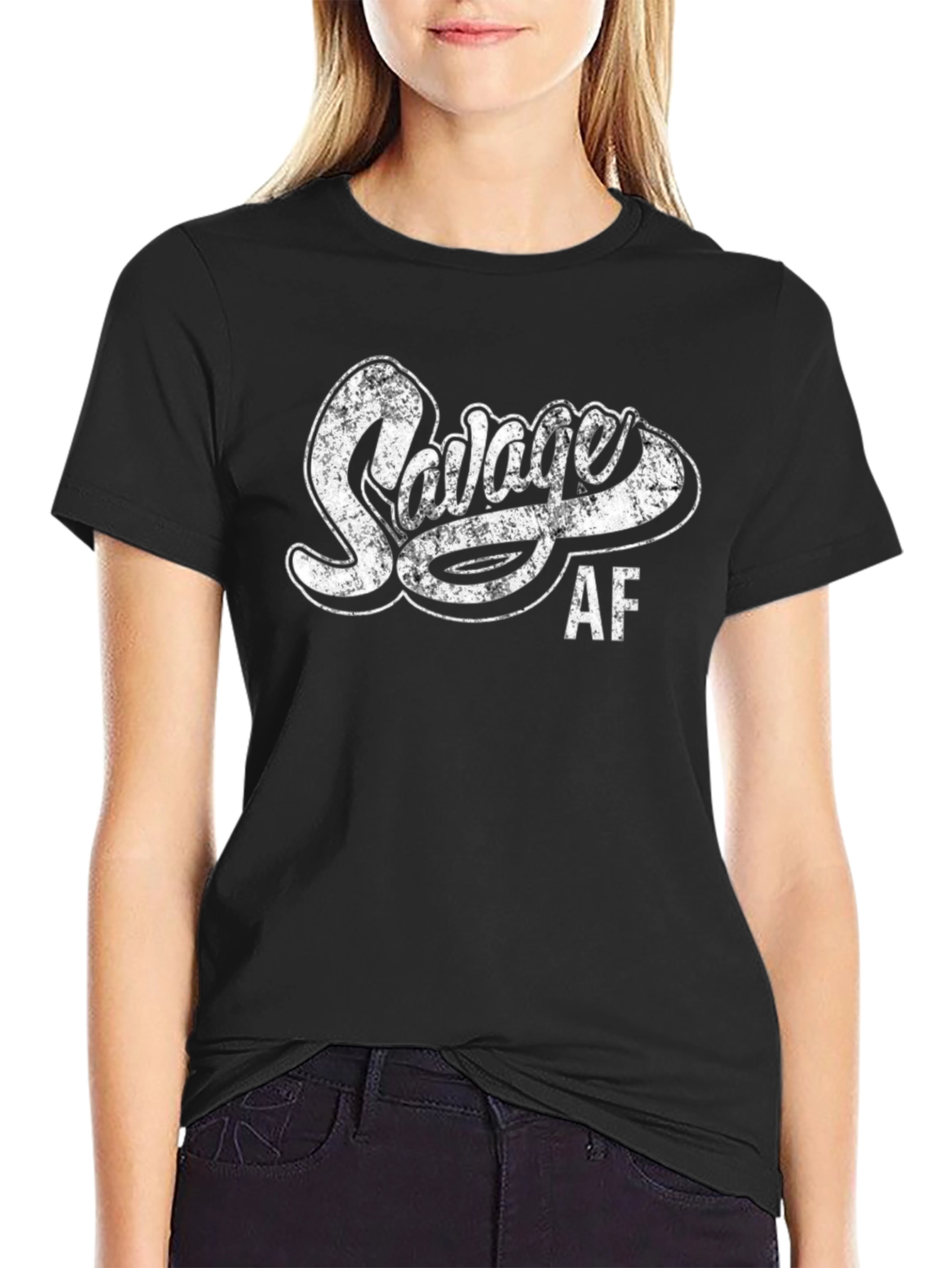 Savage AF T-Shirt - Distressed Print Mens