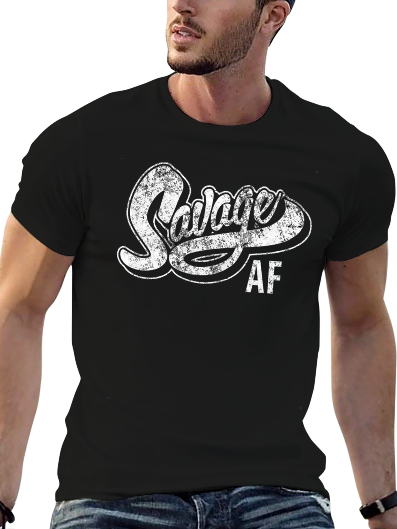 Savage AF T-Shirt - Distressed Print Mens