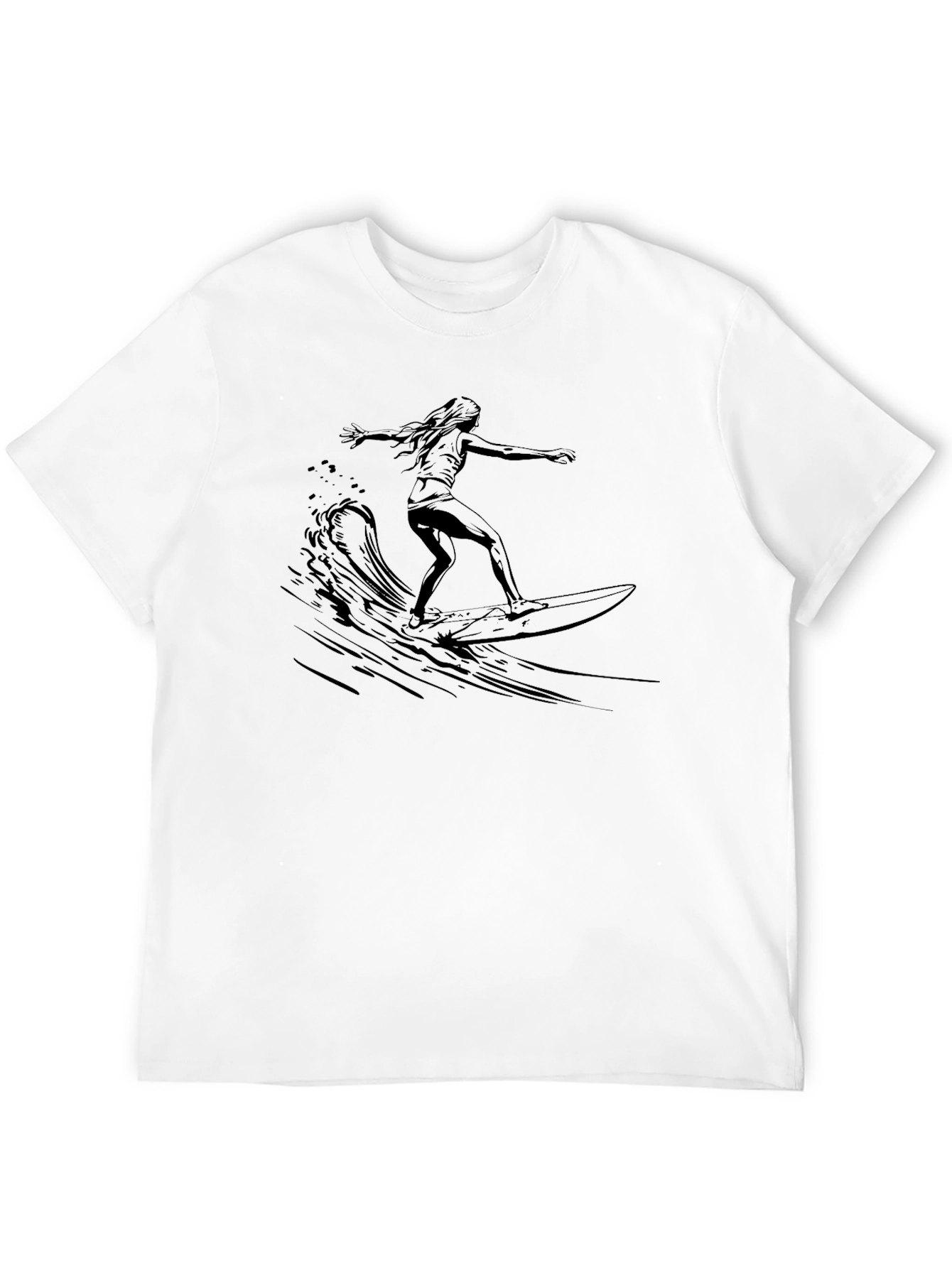 Black Graphic Tee - Surfer Girl