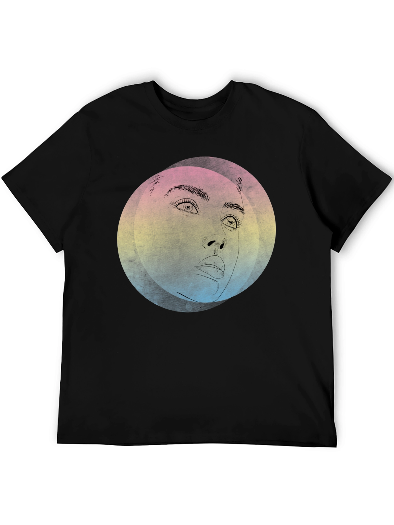 Abstract Face Graphic Black T-Shirt