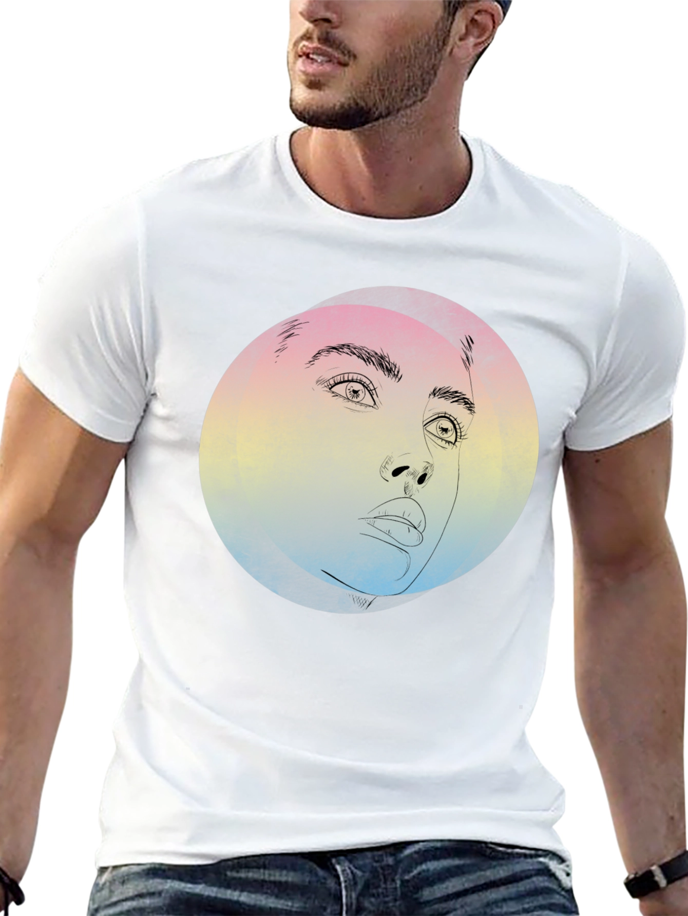 Abstract Face Graphic Black T-Shirt