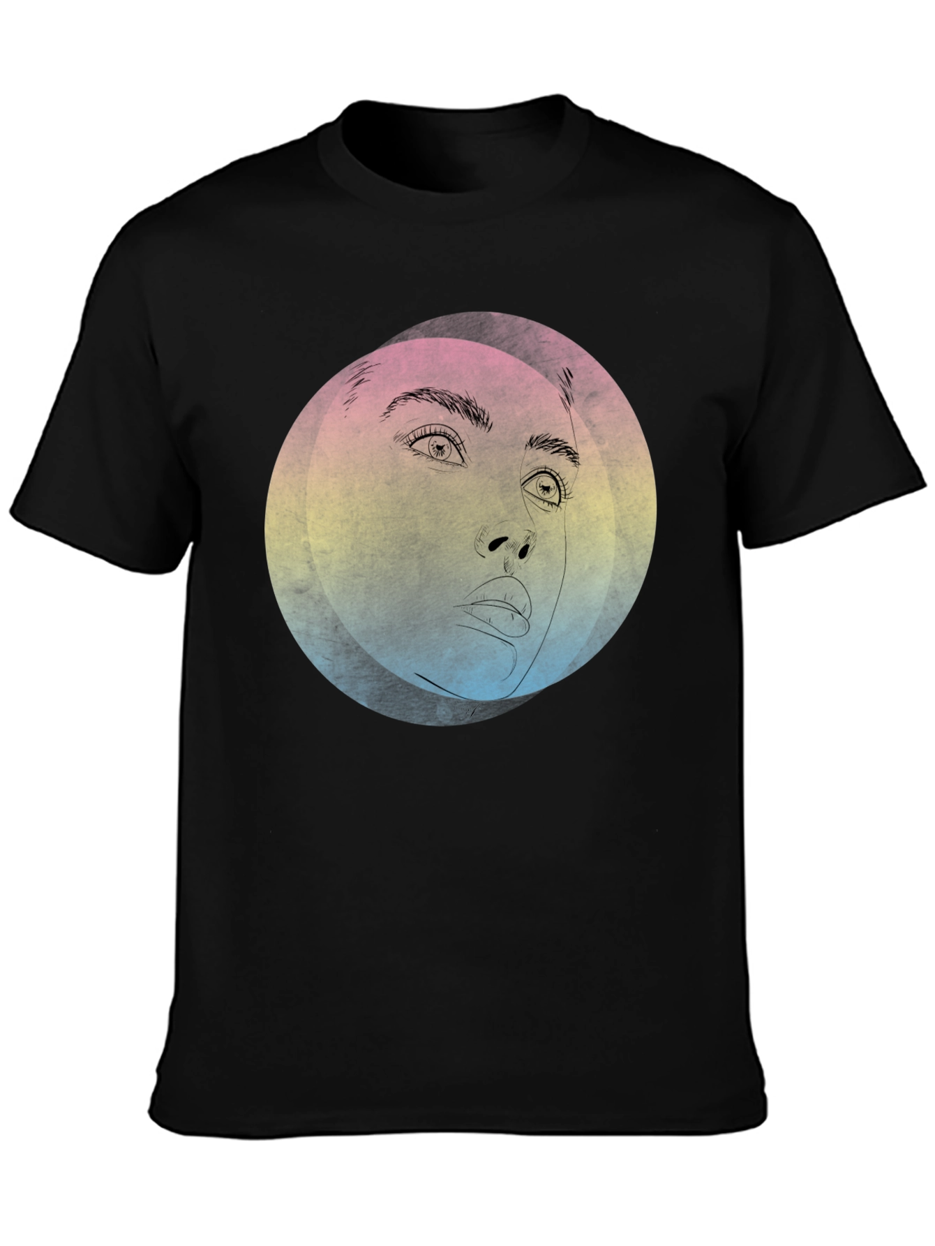 Abstract Face Graphic Black T-Shirt