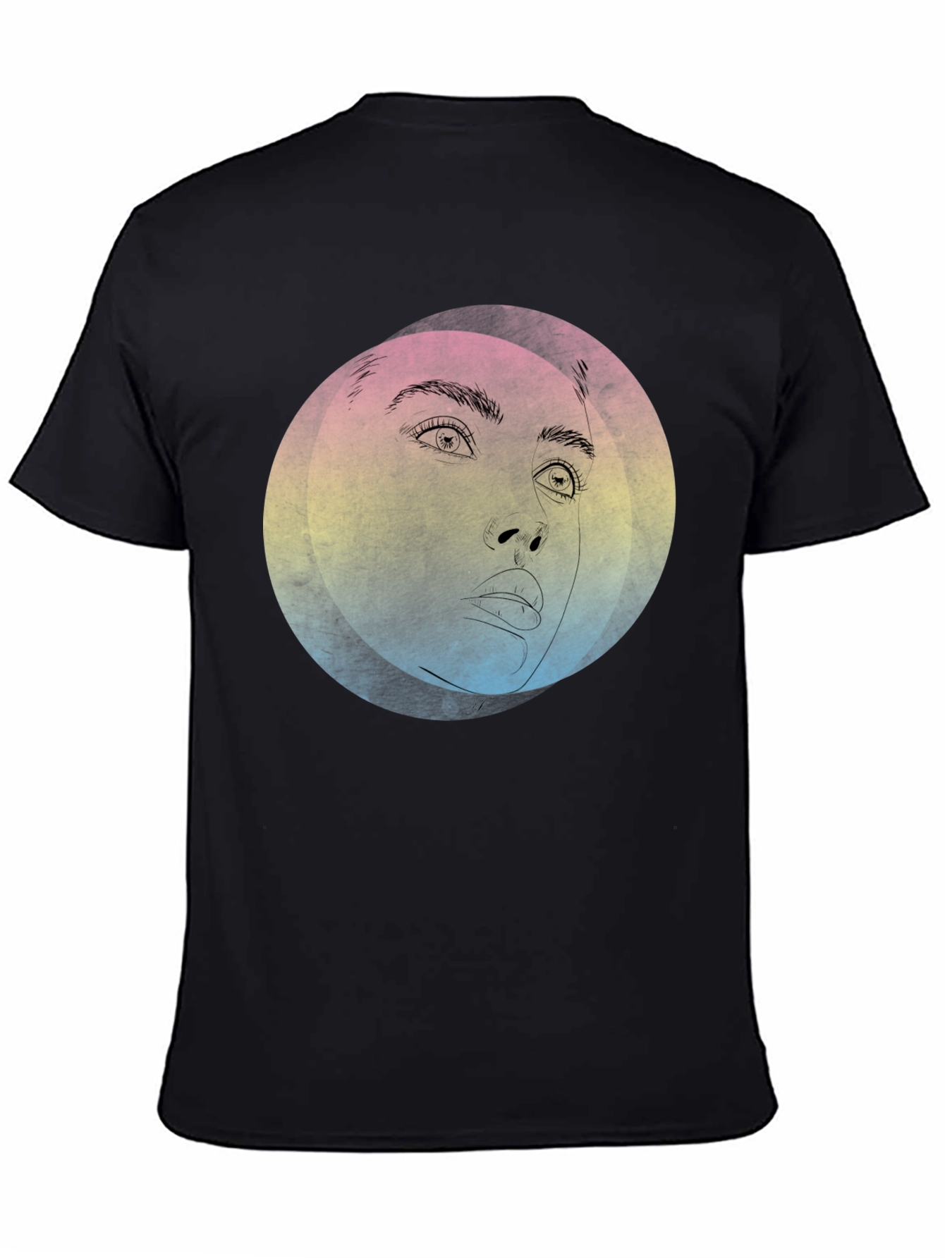 Abstract Face Graphic Black T-Shirt
