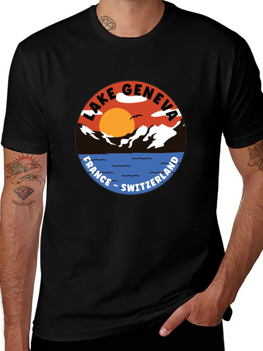 Lake Geneva Graphic Tee - France Switzerland T-Shirt