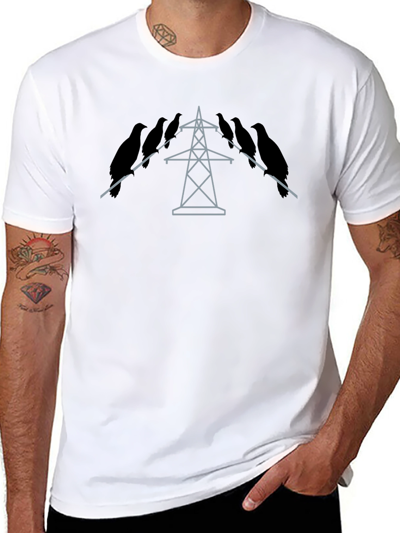 Birds on a Wire Tee - Unique Graphic T-Shirt