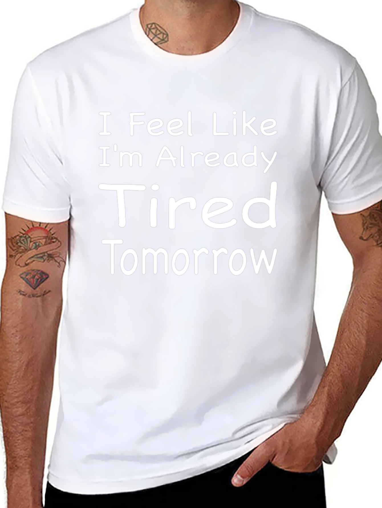 Funny Tired Tomorrow Black Graphic T-Shirt