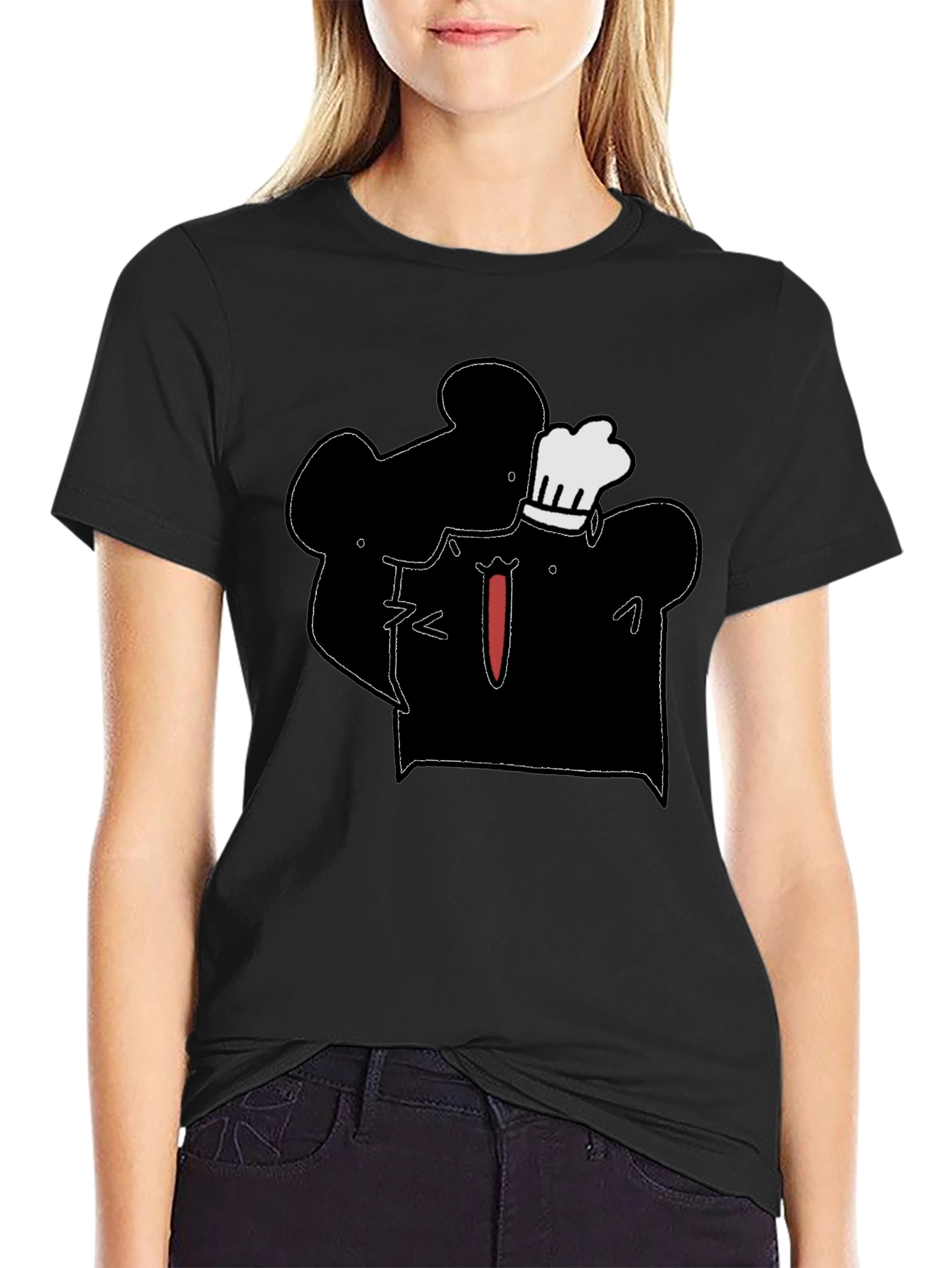 Chef Silhouette Graphic Print T-Shirt - Black
