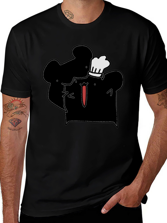 Chef Silhouette Graphic Print T-Shirt - Black
