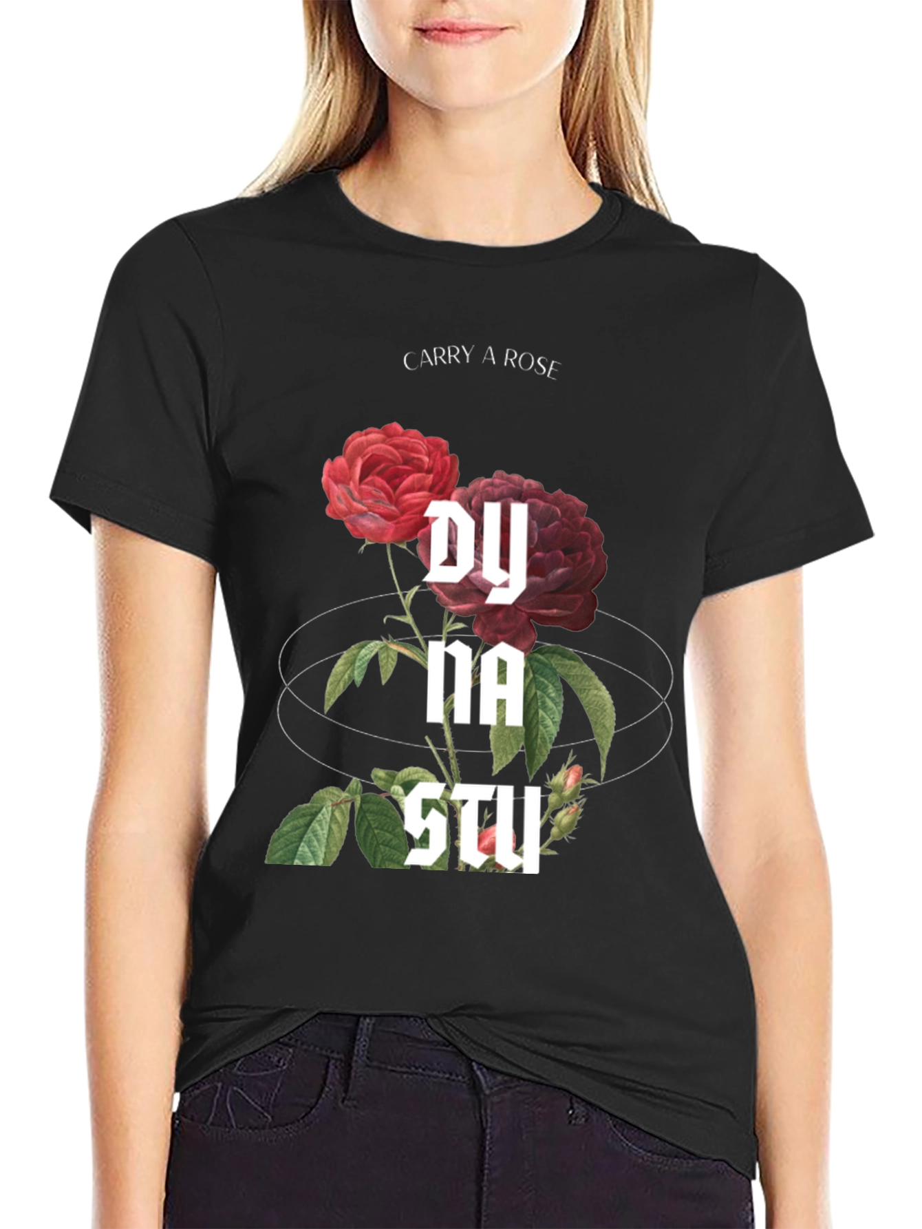 Carry a Rose Graphic Tee - Black T-Shirt
