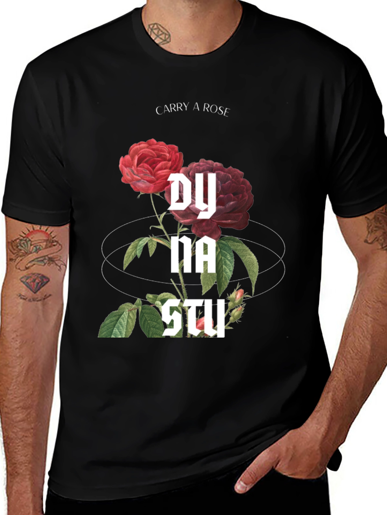 Carry a Rose Graphic Tee - Black T-Shirt