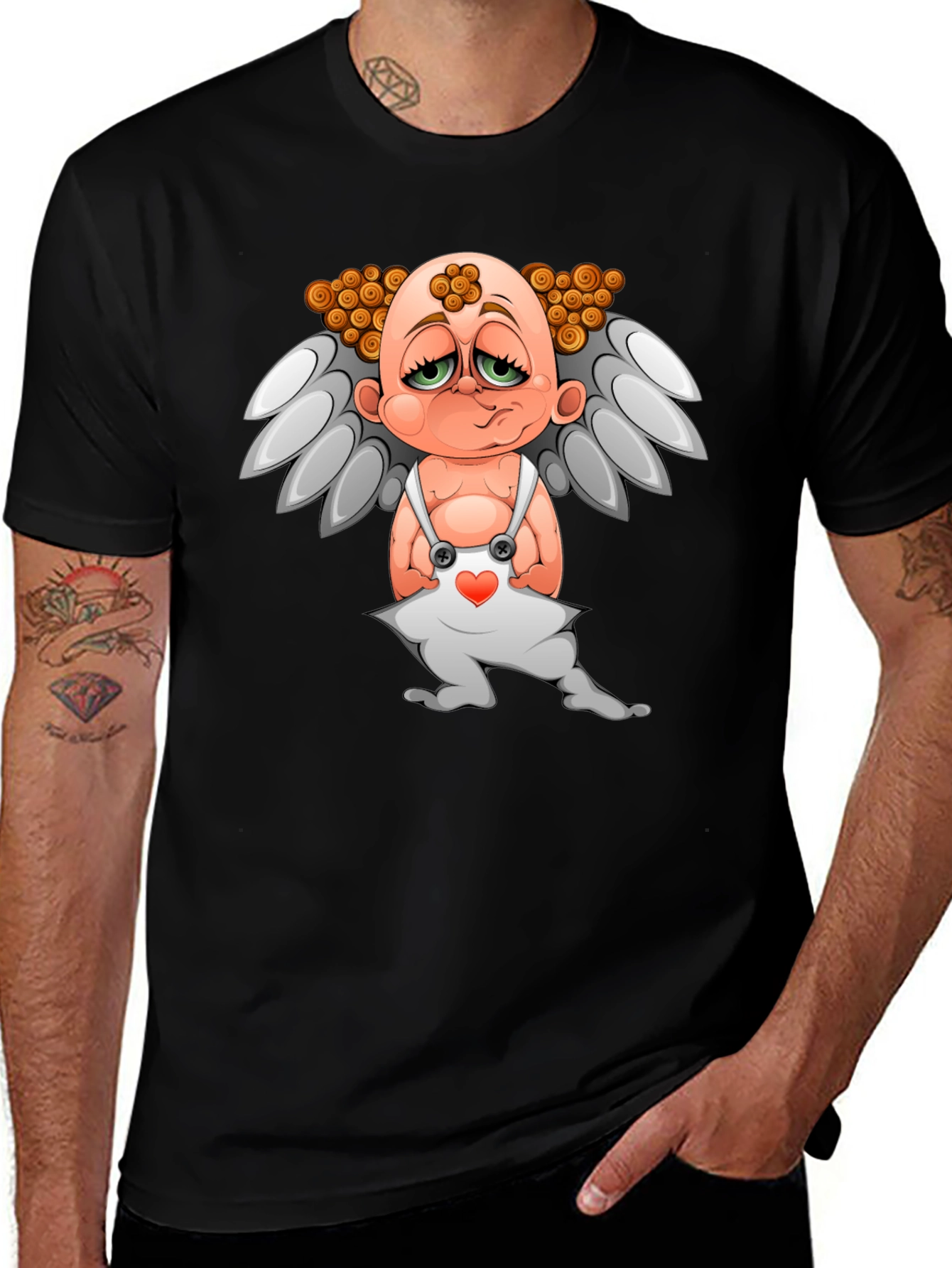 Cupid T-Shirt - Graphic Tee - Black Cotton Blend