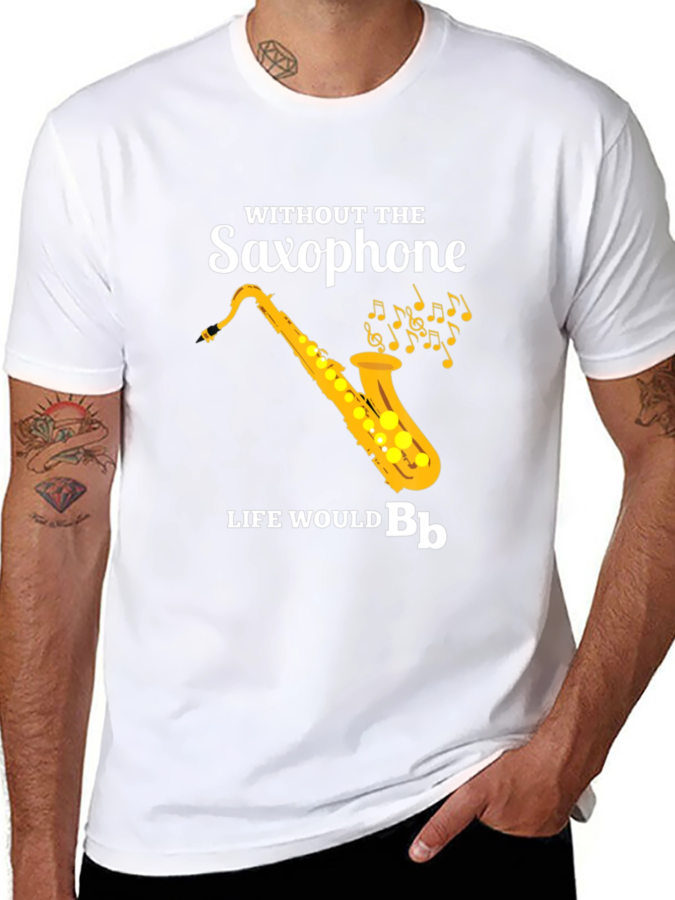 Saxophone T-Shirt: Without The Saxophone Life Would B♭