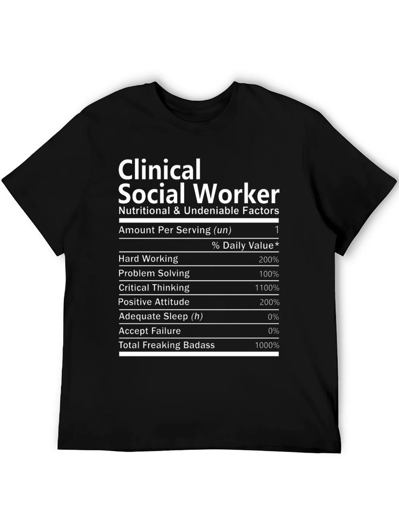 Clinical Social Worker Nutrition Facts Novelty T-Shirt