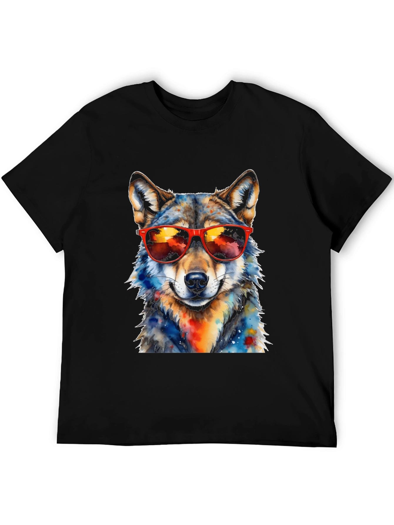 Cool Wolf Graphic Tee - Mens Black T-Shirt