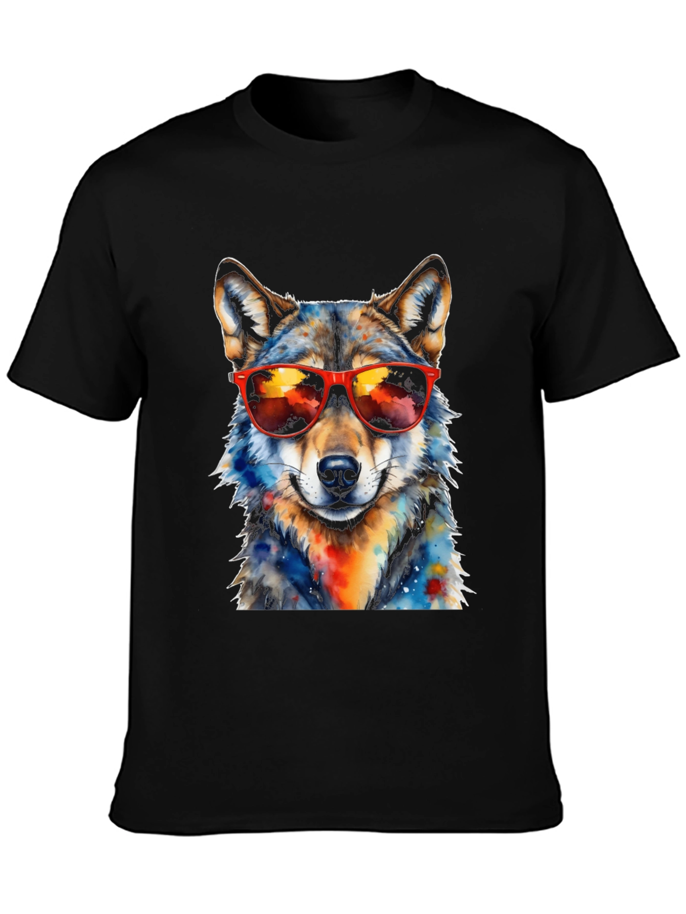 Cool Wolf Graphic Tee - Mens Black T-Shirt