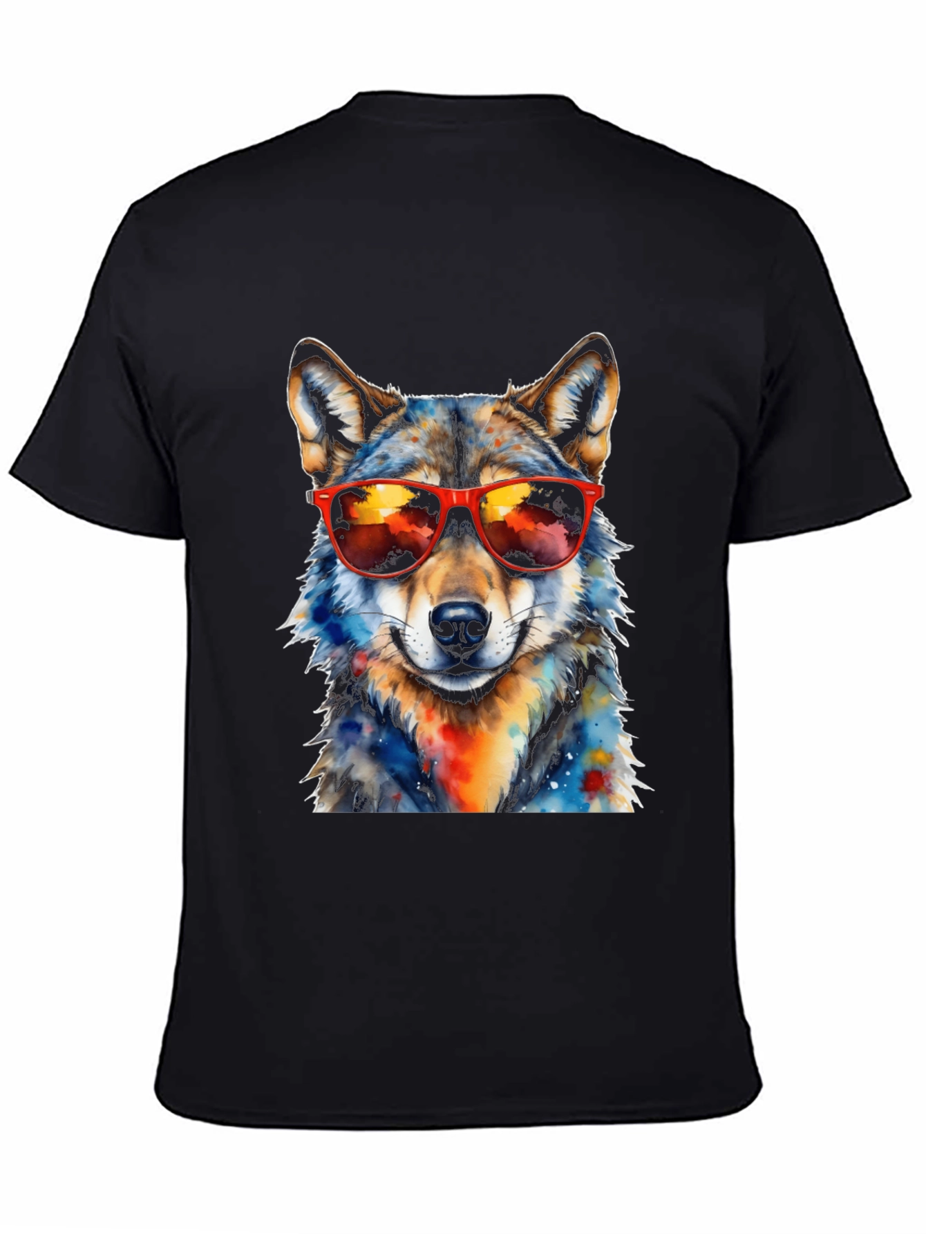 Cool Wolf Graphic Tee - Mens Black T-Shirt