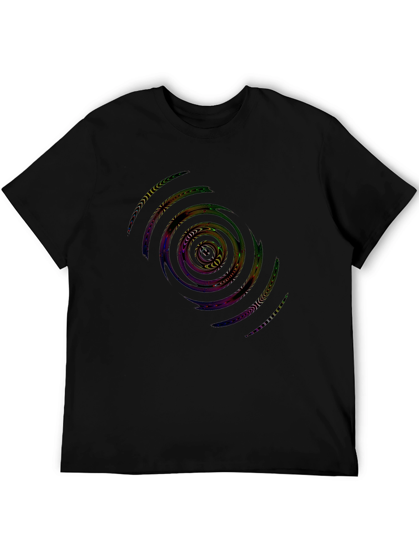 Abstract Spiral Graphic Black T-Shirt
