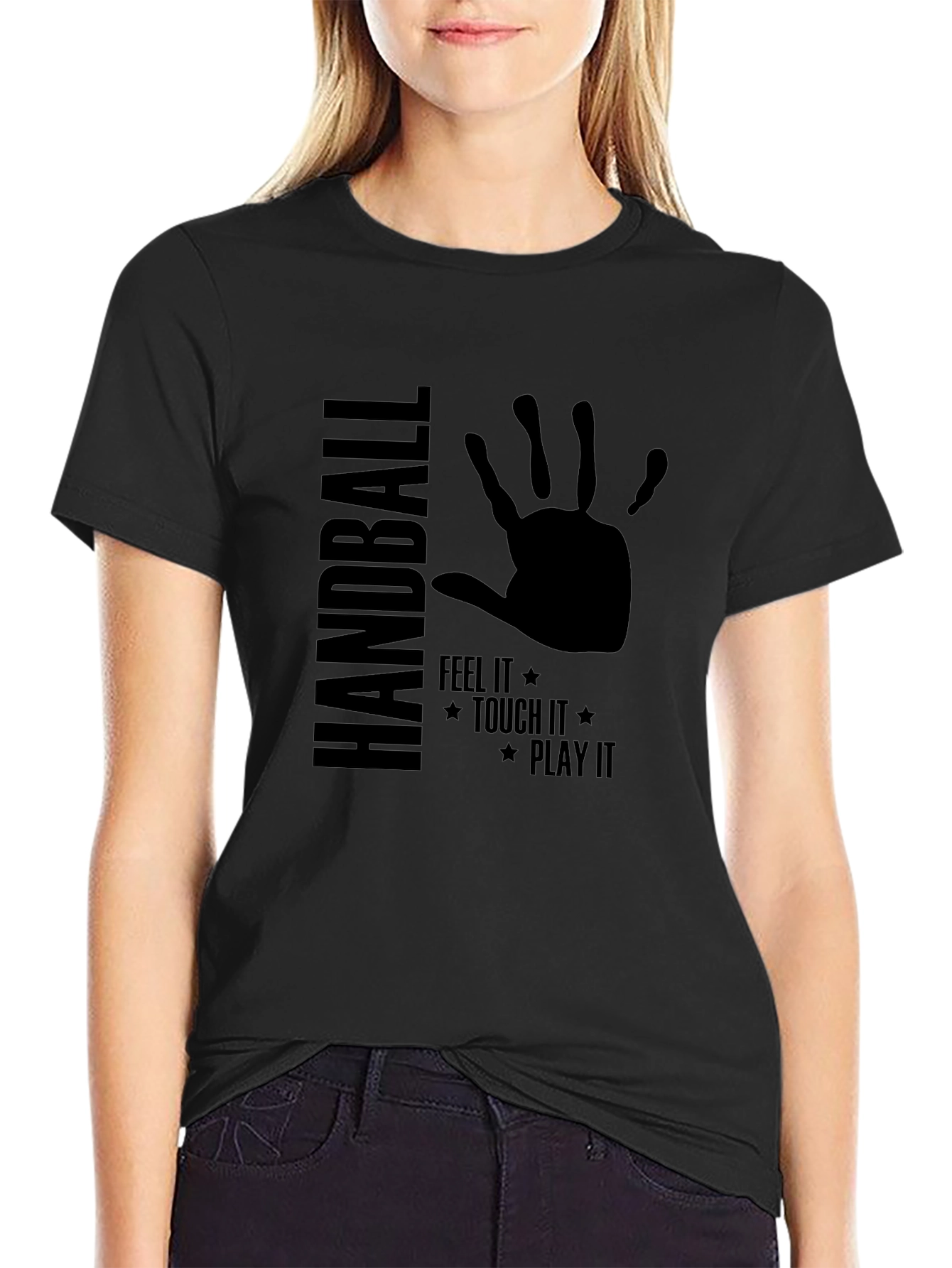 Handball Feel It Play It Black T-Shirt