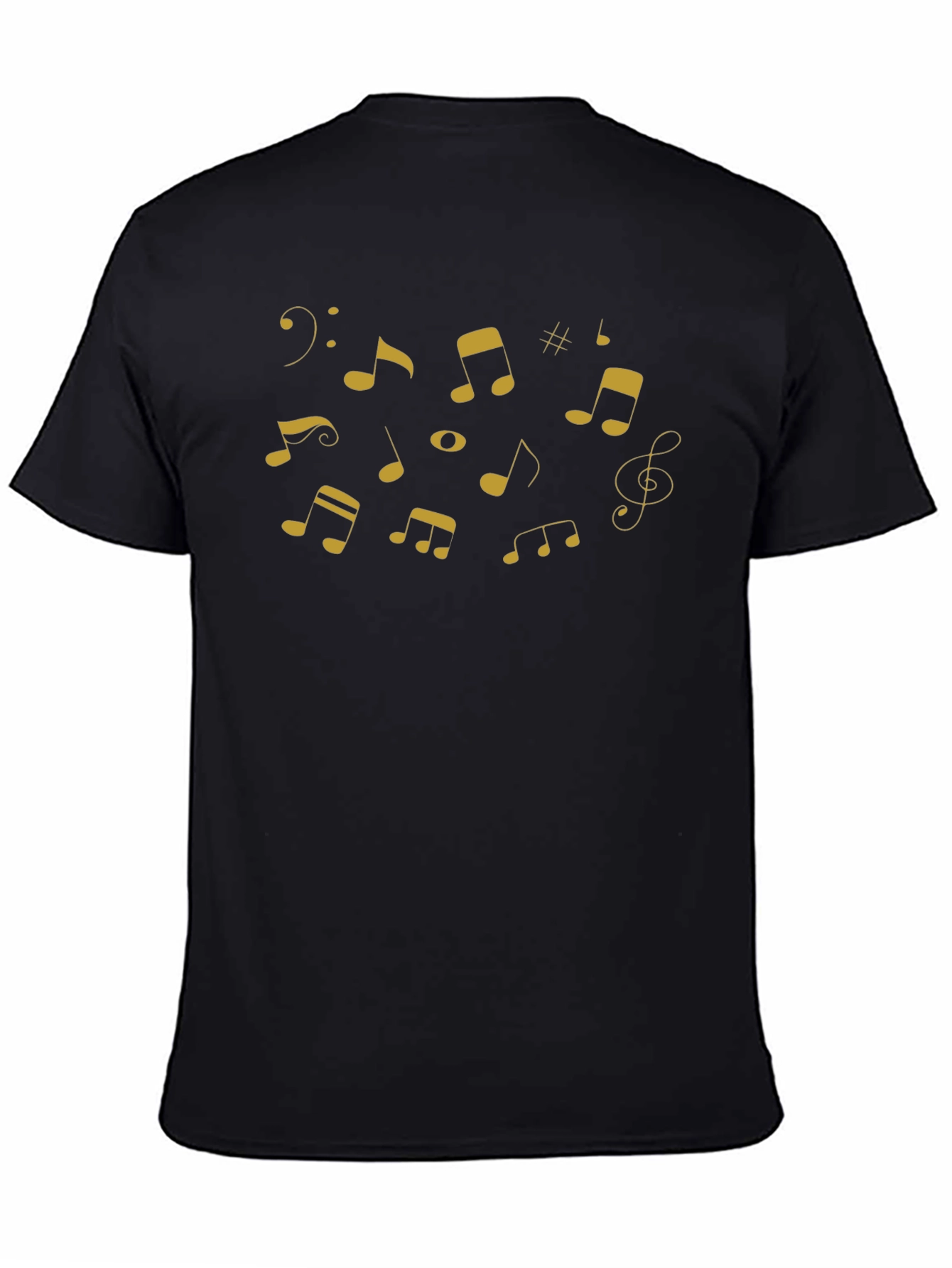 Musical Notes Graphic Tee - Black Cotton Shirt