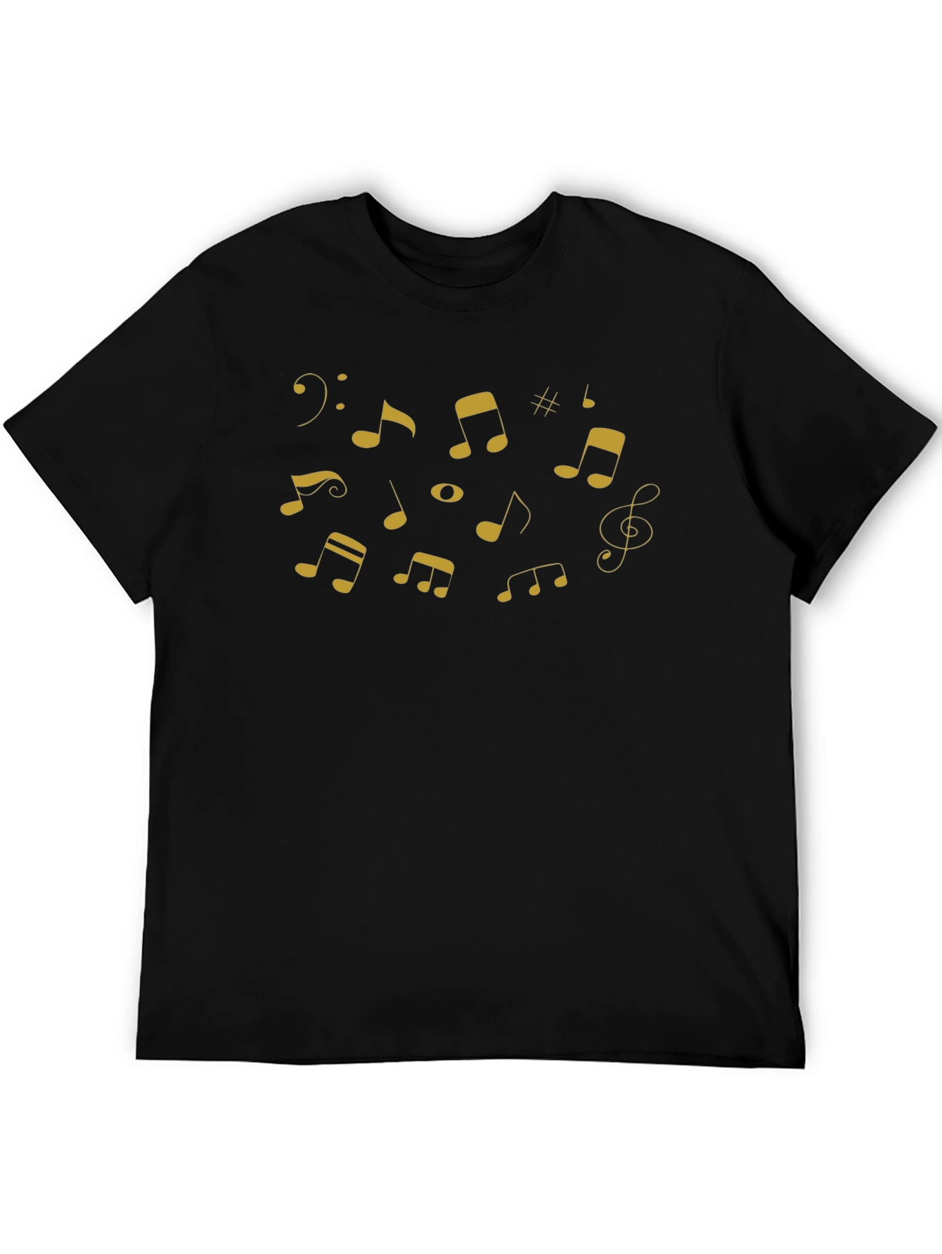 Musical Notes Graphic Tee - Black Cotton Shirt