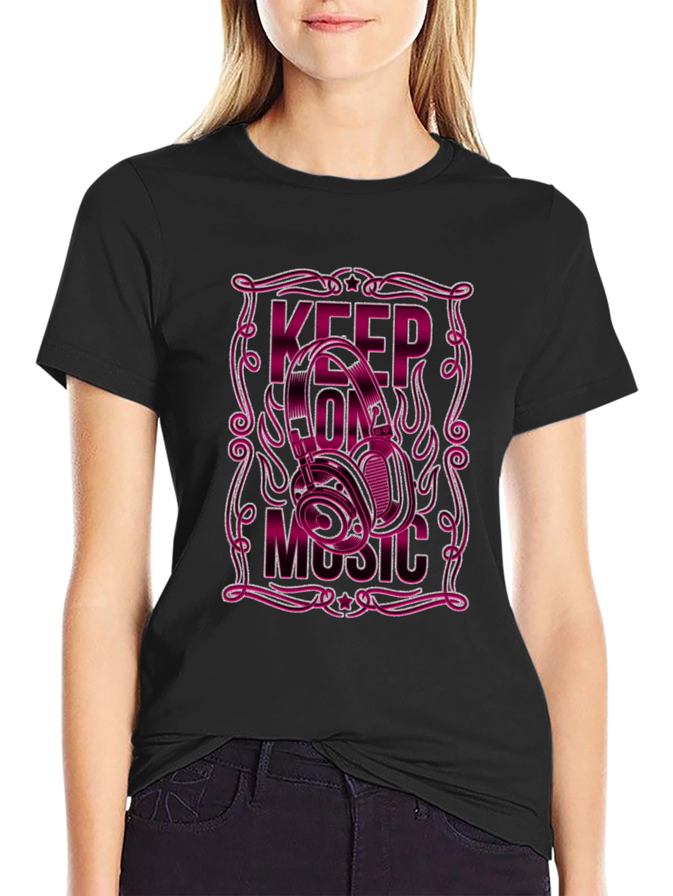 Keep On Music Black Graphic Tee