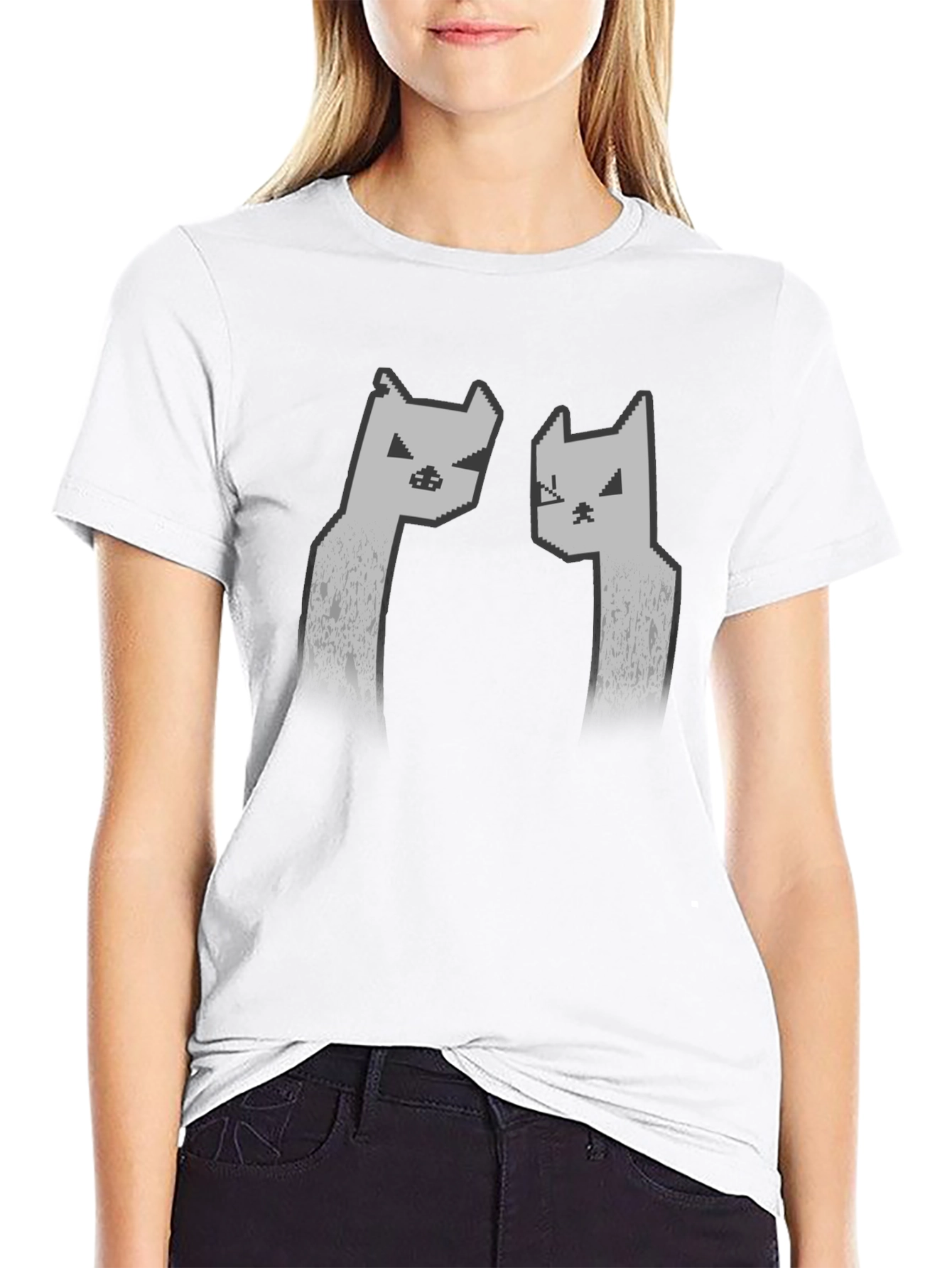 Pixel Cat Graphic Tee - Black Unisex T-Shirt