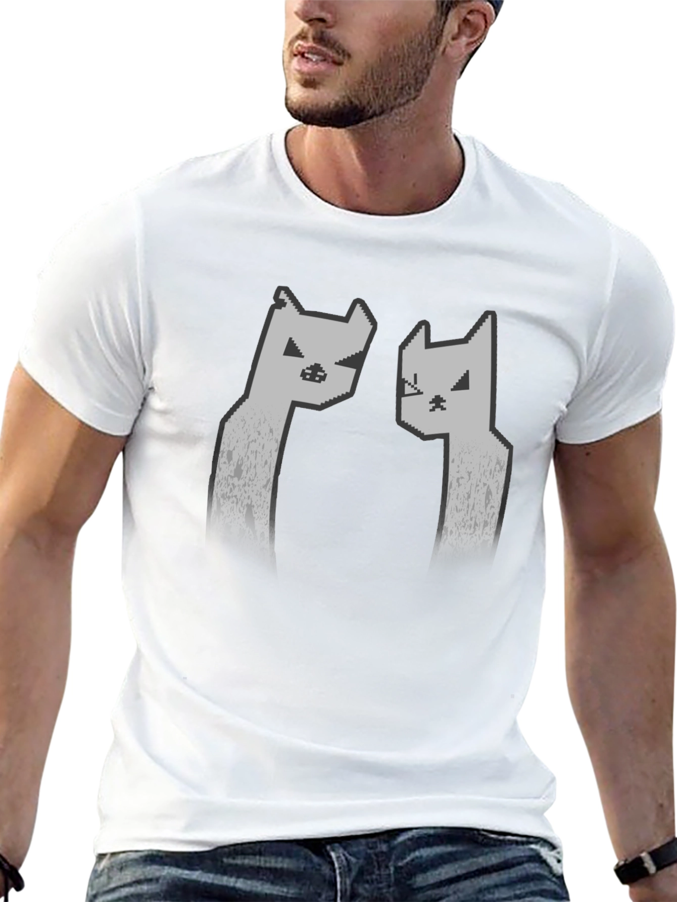 Pixel Cat Graphic Tee - Black Unisex T-Shirt