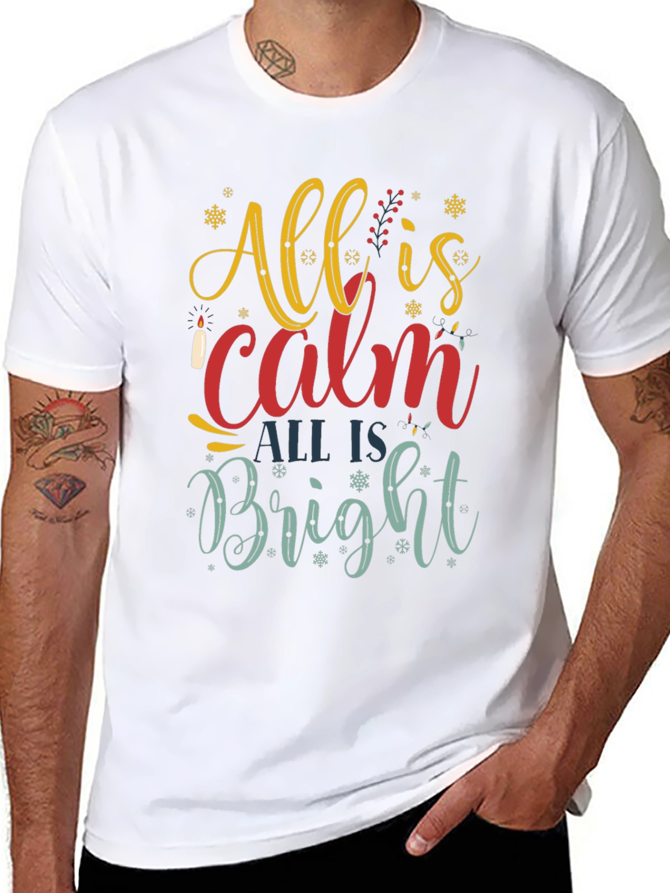 All is Calm All is Bright Christmas Graphic T-Shirt
