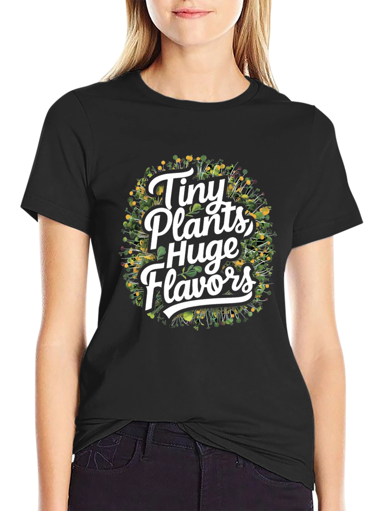 Tiny Plants Huge Flavors Black T-Shirt