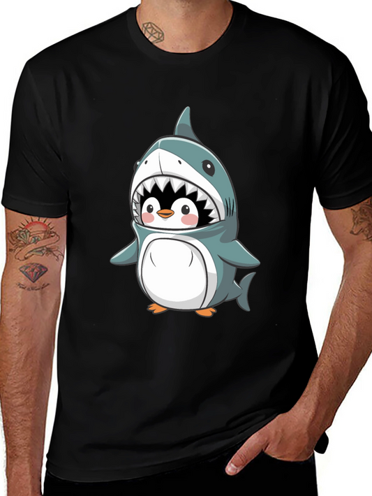 Cute Penguin in Shark Costume Graphic Tee